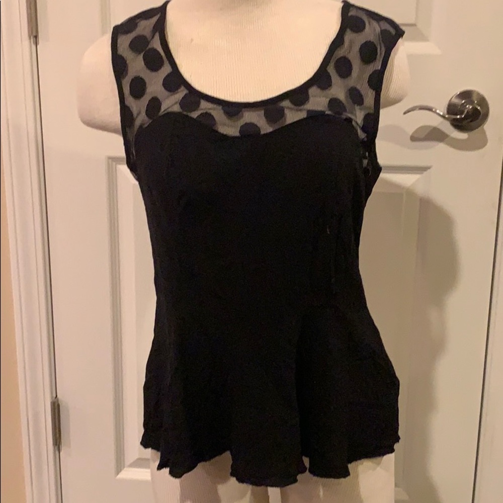 Black Polka Dot Peplum Tank